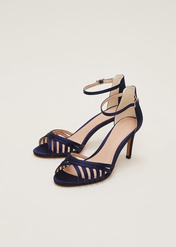 Phase Eight Satin Strappyed Heels Navy Canada | HARJSB-461